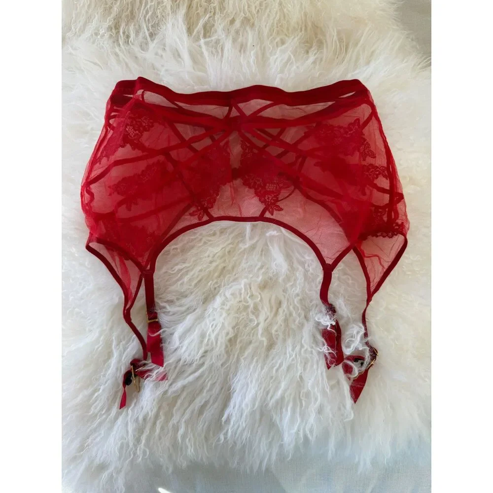 AGENT PROVOCATEUR DEMELZA Red 3 Piece Lingerie Set 36E or 36DD/4/5 - Picture 6 of 8